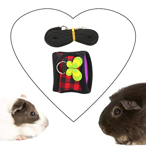 Conjunto de arnês e coleira feito à mão para hamster ratos iguana dragão barbudo bebê furão macio e