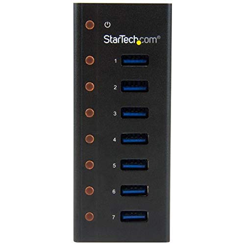 StarTechcom-7-Port-USB-30-Hub-5-Gbps-Metal-Enclosure-Desktop-or-Wall-Mountable-Rugged-industrial-Powered-USB-Expander-and-Splitter-Hub-ST7300U3M