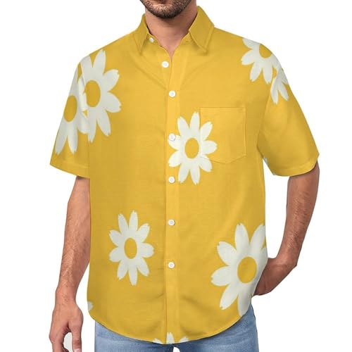 Chemise hawaïenne pour homme à manches courtes avec imprimé motif floral simple