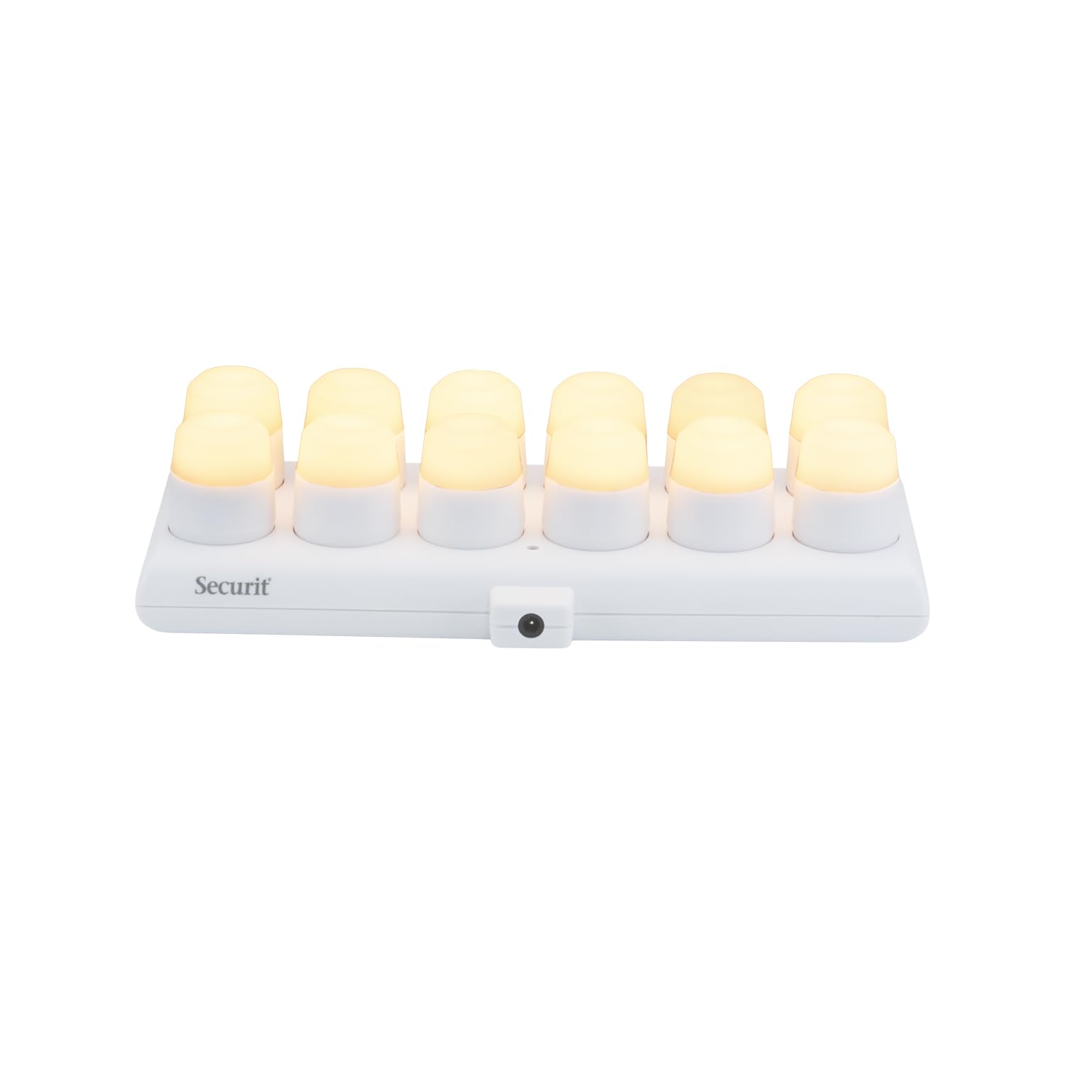SECURIT - Set de Velas LED Recargables Amsterdam - Inalámbricas | Magnéticas - Bares, Cafés, Restaurantes - Blanco Cálido - 12 Velas, Mando a Distancia, Base, Cable de Carga Incluidos