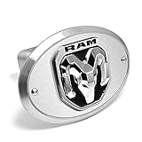 iPick Image Made for RAM 2019 up 3D Logo on Brushed Oval Billet Aluminum 2 inch Tow Hitch Cover
