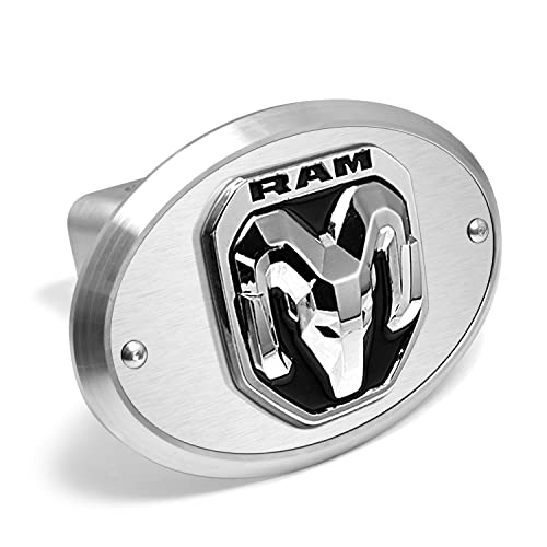 Ipick Image Made For Ram 2019 Up 3D Logo On Brushed Oval Billet Aluminum 2 Inch Tow Hitch Cover #TOP14