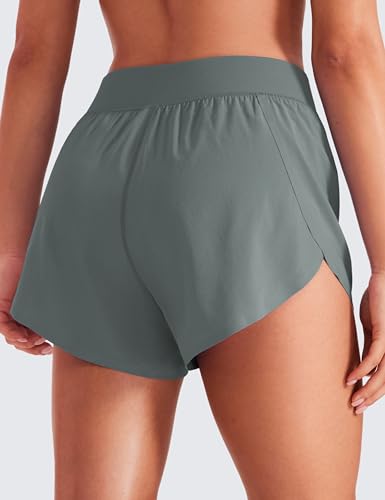 Image of CRZ YOGA Mid Waisted Split Running Shorts 4 inch | Mesh Liner, Quick Dry, Lightweight, for Women