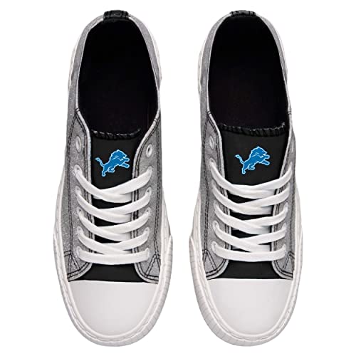 FOCO Detroit Lions NFL Womens Glitter Low Top Canvas Shoes - 10