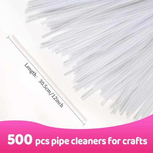 Image of Praisebank White Pipe Cleaners for Crafts, 500pcs, Chenille Stems for DIY Projecets, Arts & Crafts Supplies for Festival Party Decorations