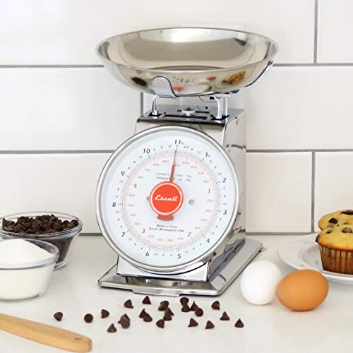 Escali Ds115B Mercado Retro Classic Mechanical Dial Stainless Steel Scale, Removeable Bowl, Tare Functionality, 11Lb Capacity, Stainless #TOP5