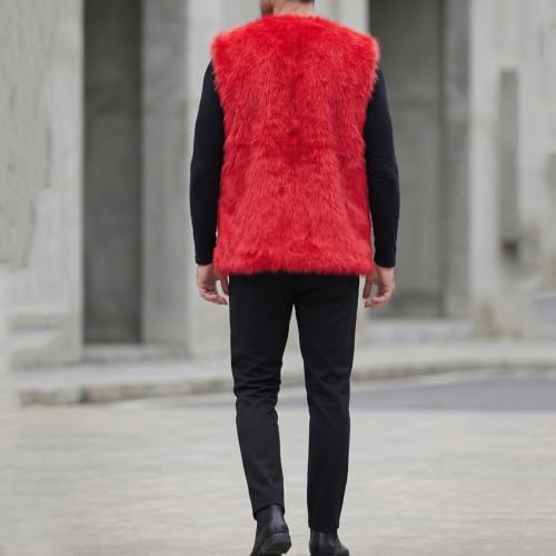 Image of Colf Men's Winter Sleeveless Faux Fur Vest Short Coat | Mens Faux Fur Jacket, Short Coat , Sleeveless Waistcoat, Winter Overcoat, Fluffy
