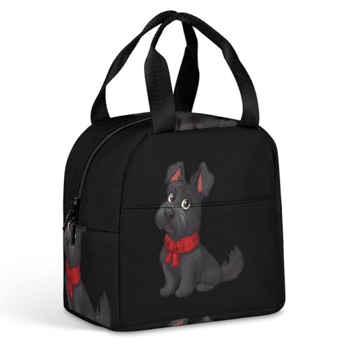 Scottie Dog Cute Lunch Bag for Women Men Adult Handle Insulated Container Tote Lunch-Box