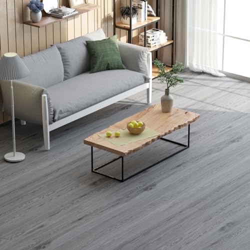 Image of Oxdigi Peel and Stick Vinyl Flooring Roll 23 inchx 118 inch /19 Sq.Ft, Thicken Self Adhesive Vinyl Floor Tiles Wood Plank Flooring Waterproof Wear-Resistant for Any Room, Easy DIY Floor Coverings, Grey Wood