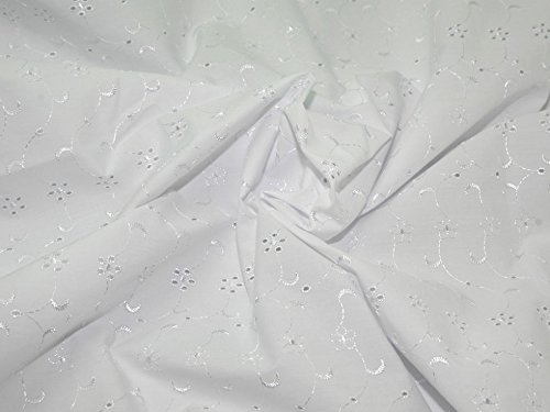 5 Hole Broderie Anglaise Dress Fabric White - per metre