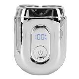 BRRNOO Mini-Bartschneider mit Doppelschneider, Spiegelpolieren, USB-C-Schnellladung, für die Tägliche Rasur, Empfindliche Haut, Reisen (SILVER)