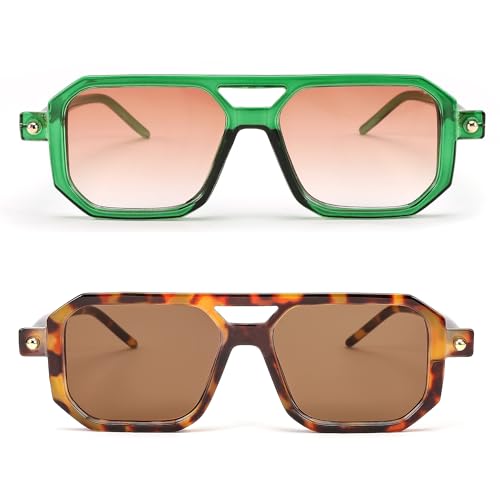 BUTABY Retro Square 70s Flat Aviator Sunglasses Women Men Vintage Trendy Plastic Frame Sun Glasses UV400 Protection4