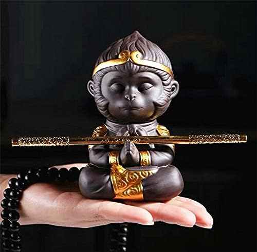 EatingBiting Chinese Zisha Tea Pet - Purple Clay Monkey King Kung Fu Tea Set for Home Decor