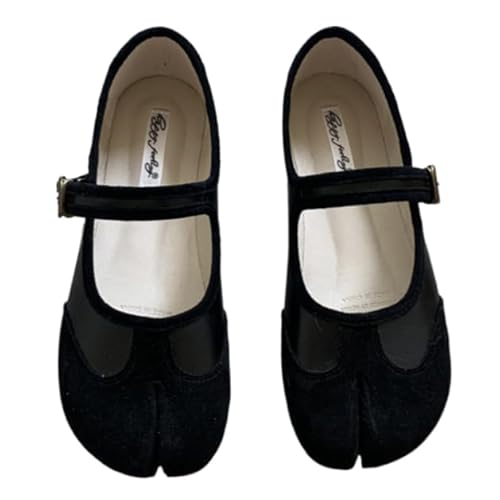 Tabi Shoes Women Mary Janes Ballet Flat - Low Top Split Toe Orthopedic Cute Casual Comfortable Walking Lightweight Female Solid All-Match for Daily Wear Beach Travel Athleisure Standing All Day (Black,5)