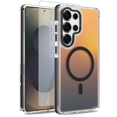 Image of Magnetic Case for Samsung Galaxy S25 Ultra [Compatible with Magsafe] [Cute Fashion Fluorescent Design] [1 Screen Protector] Slim Translucent Matte Case for Galaxy S25 Ultra 6.9 inch, Black