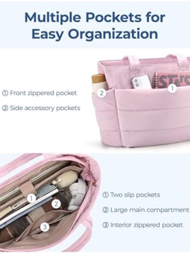 Zynor Tote Bag, Monvielle Tote Bag, Lightweight Puffy Crossbody Bag, Large Capacity for Travel, Work4