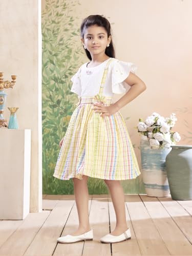 Image of Aarika Girls Green Colour Check Cotton Frock
