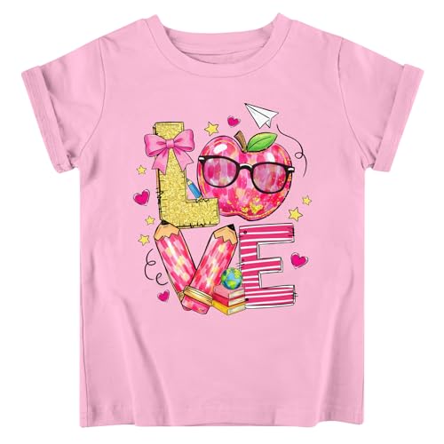 Image of Funnycokid Little Girls T Shirt for Toddler 3-7 Years Kids Tee Graphic Short Sleeve Clothes Tops
