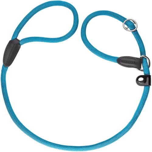 HUNTER Retriever-Hundeleine FREESTYLE, Farbe: petrol, integrierte Halsung, stufenlos verstellbar, witterungsbeständig, pflegeleicht, griffig, robustes Tau mit Ledertipps, Größe: 10/120