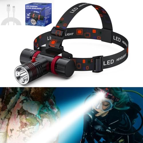 Faro de buceo IPX8 recargable con carga tipo C y ángulo ajustable negro 4