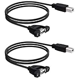 YARCHONN USB 2.0 Buchse Druckerkabel Adapter Typ B Stecker auf USB A Buchse Drucker Scanner Verlängerung Datenkabel Kabel mit Panel Mount Schraubenlöcher für PC Faxmaschine MIDI Klavier -1M -2pcs