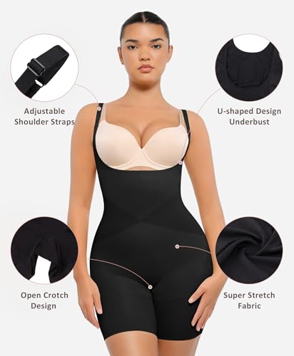 FeelinGirl Open Bust Shapewear Tummy Control Seamless Body Shaper for Women Mid Thigh Sculpting Bodysuit3