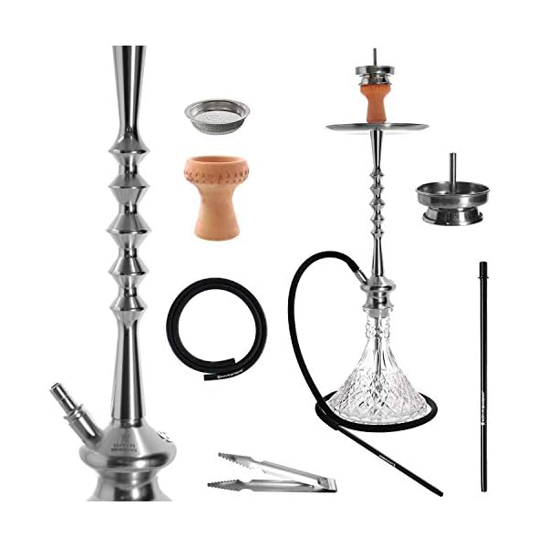 Kaya ELOX Tradi-Line Shisha Set - Wasserpfeife 83cm aus eloxiertem Aluminium, 2 Anschlüsse, Komplettset inklusive…