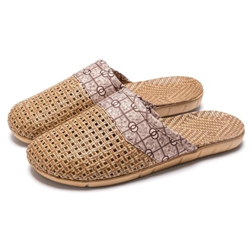 Premium Comfort Cool Breathable Linen Straw Summer Slippers For Men Non Slip Slides Sandals Indoor Outdoor Footwear