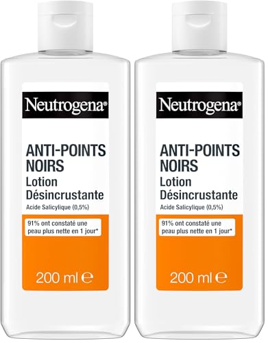 Neutrogena | Lotion Désincrustante Anti-Points Noirs (flacon de 200 ml) – Lotion pour le visage à l'acide salicylique (0,5%) – 91% ont constaté une peau plus nette en 1 jour* (Lot de 2)