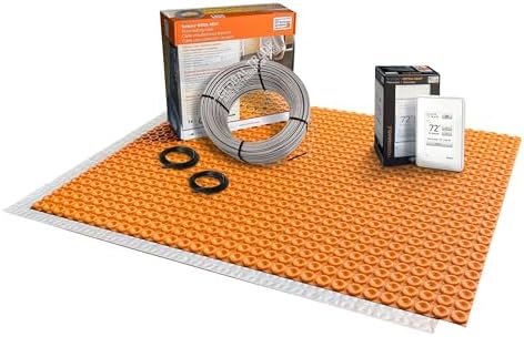 All-in-one Electric Radiant Floor Heating Kit 32 Sq Ft 120V with Programmable Touchscreen WiFi Thermostat, Heat Uncoupling Membrane, Underfloor Heating Cable