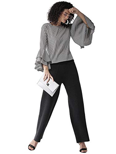 Image of Style Quotient Women White & Black Striped Top-White /Black