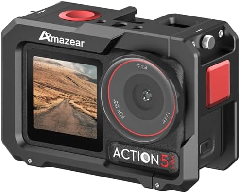 Amazear Metal Cage for DJI Osmo Action 5 Pro,DJI Action3/4/5 Pro Premium Accessories Multifunction Protective Frame Case Aluminum Housing Camera Expansion Protector