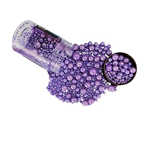 Image of Edible Purple Sugar Pearls Candy Sprinkles 120G / 4.23Ounce Baking Cake Sprinkles Cupcake and Cake Topper Cookie Decorations Wedding Party Valentines Halloween Christmas Supplies