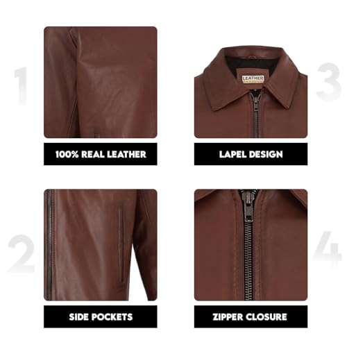 Image of Classic Polo Collar Leather Jacket Men-Work Jackets Turndown Collar Business Casual