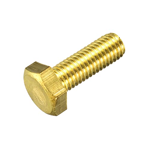 Image of uxcell Brass Hex Bolts, M10x30mm 1pcs Fully Thread Grade 4.8 Solid Brass Hexagon Head Bolt Machine Screws for Machinery