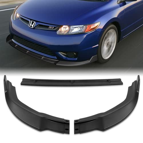 3 Pieces Front Bumper Lip Spoiler Splitter Side Body Kit Trim Protection Compatible with 2006-2008 Honda Civic 2DR Coupe, 2007 (Matt Black)