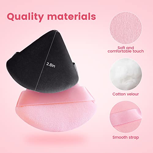 BEAKEY 12pcs Triangle Powder Puffs Set, Velour Triangle Makeup Puff for Blending & Contouring, Cloud Kiss Makeup Sponges Cosmetic Foundation Tools, 6 Pack Pink & 6 Pack Black