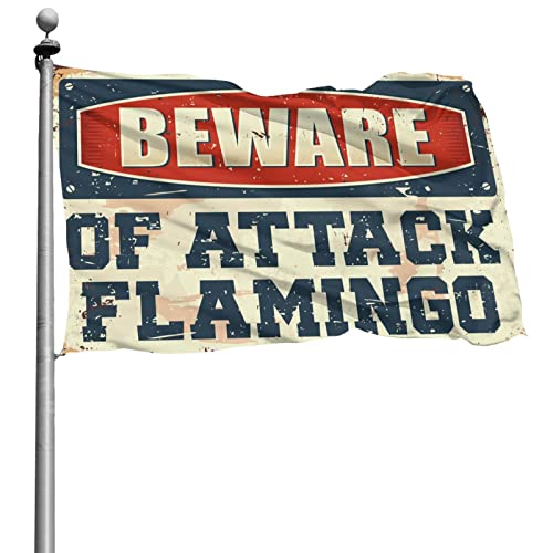 裏庭 バー 装飾 Beware Of Attack フラミンゴフラグデスクアクセサリー 男性用 クール ファニーフラッグ (サイズ:120X180CM)