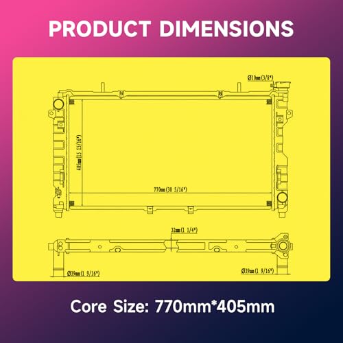 Image of Radiator With 1 1 /4 Inch thick Core | Compatible with Chrysler Town & Country Dodge Grand Caravan 2005-2007 3.3L 3.8L V6 | Compatible with CH3010313 CH3010336 4677523AA 4677692AA