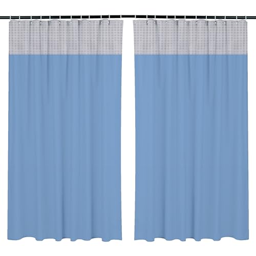 Image of Kuber Industries AC PVC Hospital Bed Curtain | Bathroom Window Blackout Curtain | Shower Curtain with 8 Rings | 7 Feet | Pack of 2 | Blue