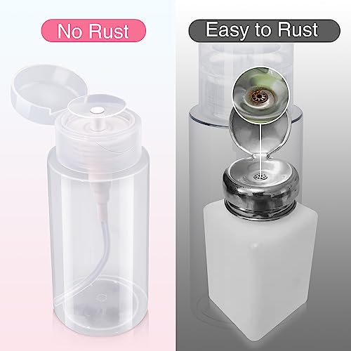Nail Polish Remover Pump Bottle, 200ml Push Down Cleanser Bottle for Travel, No-Leakage Liquid Acetone Pump For Makeup Nail Polish Remove 2Pcs - Image 6