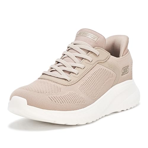 Skechers Damen Hands Free Slip-ins Bobs Squad Chaos-Current Muse Sneaker, Taupe Textile, 42 EU