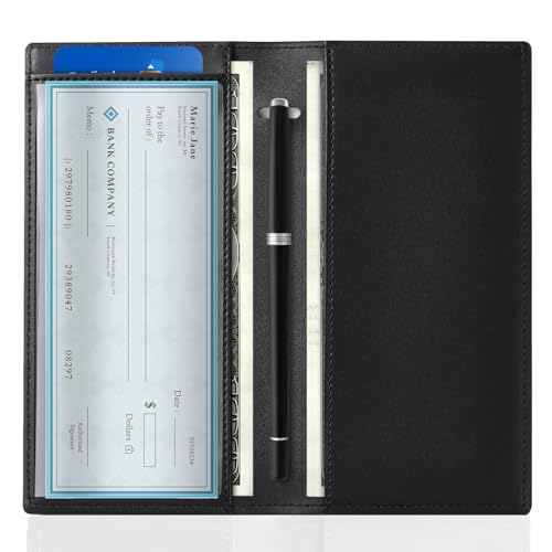 Image of CoBak Checkbook Cover for Women & Men - PU Leather Case with RFID Blocking | Classic Design Check Book Holder for Personal and Business