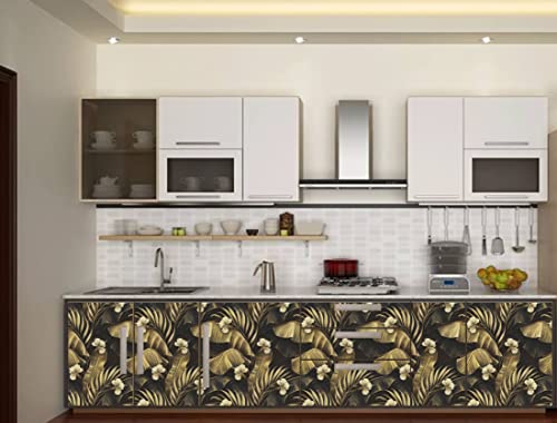 Image of CABANA HOMES Wall Stickers Botanical DIY Leaves Wallpaper for Home Decor (45 x 125 cm, 2 Rolls) (12 sq. ft) Decorative Self Adhesive Decal Furniture Wardrobe Table Top Kitchen, Green