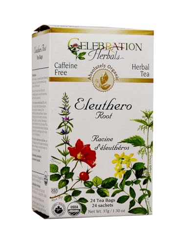 CELEBRATION+HERBALS+Ginseng+Eleuthero+Root+Tea+Organic+24+Bag%2c+0.02+Pound