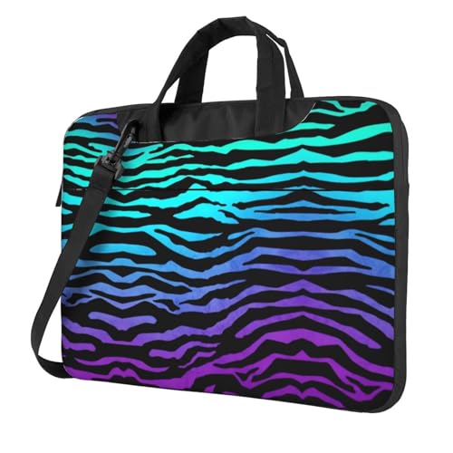 Bolsa de hombro para laptop 15.6 maletín portátiles estampado cebra morado azul