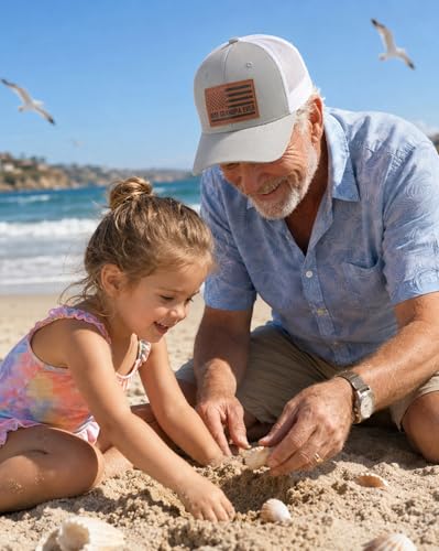 Image of Grandpa Hat, Grandpa Gifts for Fathers Day Birthday, Adjustable Grandfather Trucker Hat for Men
