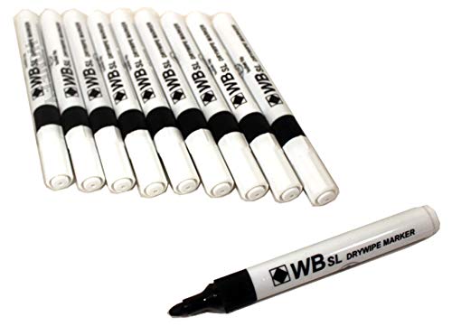 WB SL 8x Black Whiteboard Flipchart Drywipe Marker Pens Pen Bullet Tip Kids School Office