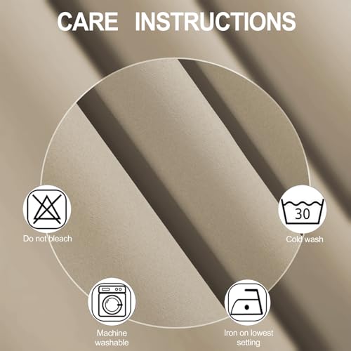 Image of LEMOMO Blackout Curtains 52 x 84 inches Long Khaki Curtains Set of 2 Panels Thermal Insulated Room Darkening Curtains for Bedroom