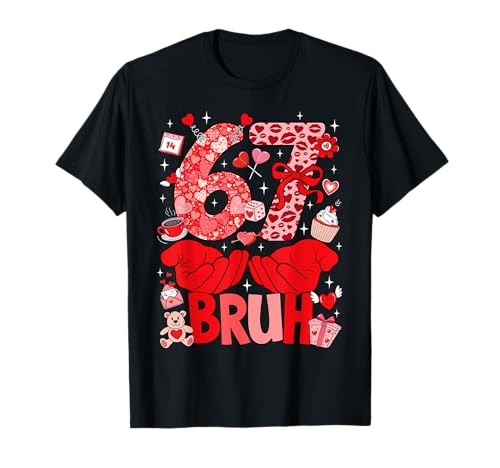 Funny Six Seven 67 Meme 6 7 Bruh Valentine Boys Girls Kids T-Shirt